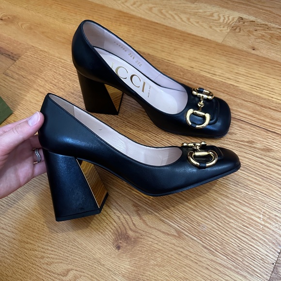 Gucci Black Heels with Gold Accents - Picture 2 of 4